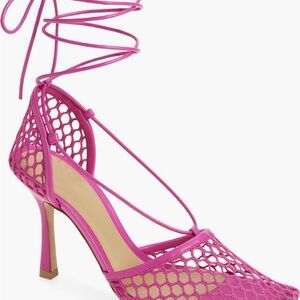 Elegant Pink Lace-Up Women's Heels